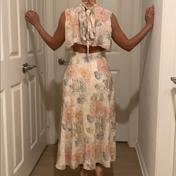 Red Valentino Cutout Metallic Floral-print Fil Coupé Chiffon Midi Dress ❤️ - Picture 6 of 13